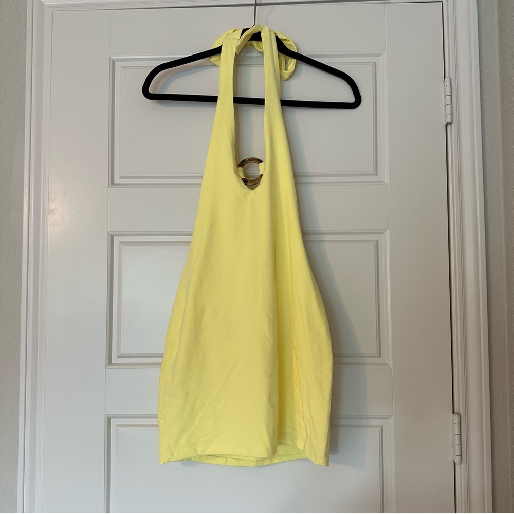 Lovers + Friends yellow halter dress